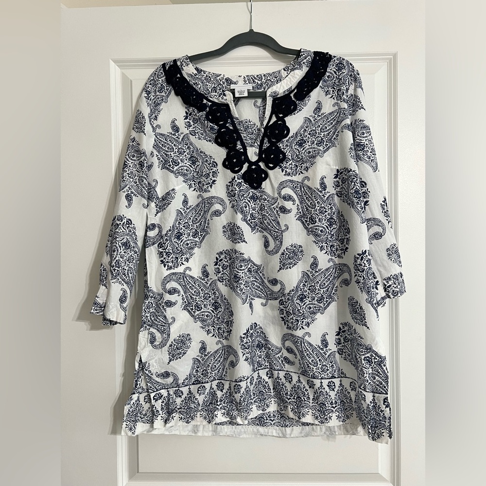 Navy paisley tunic